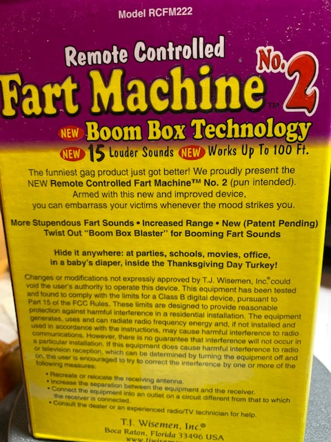Fart Machine Number 2 - Remote Controlled - Makes Hilarious Sounds! - Great Fun