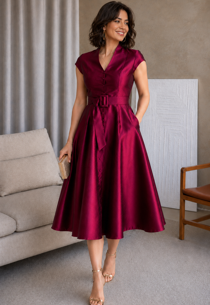 Felicitas Burgundy Dress