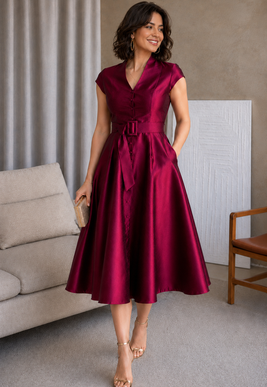 Felicitas Burgundy Dress
