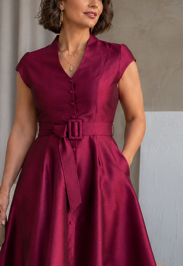 Felicitas Burgundy Dress
