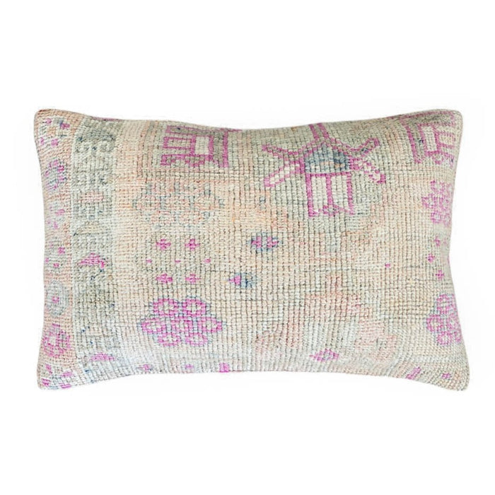 Fiona IV Handmade traditional Turkish oushak pillow cover made with vintage pastel rugs 16x24