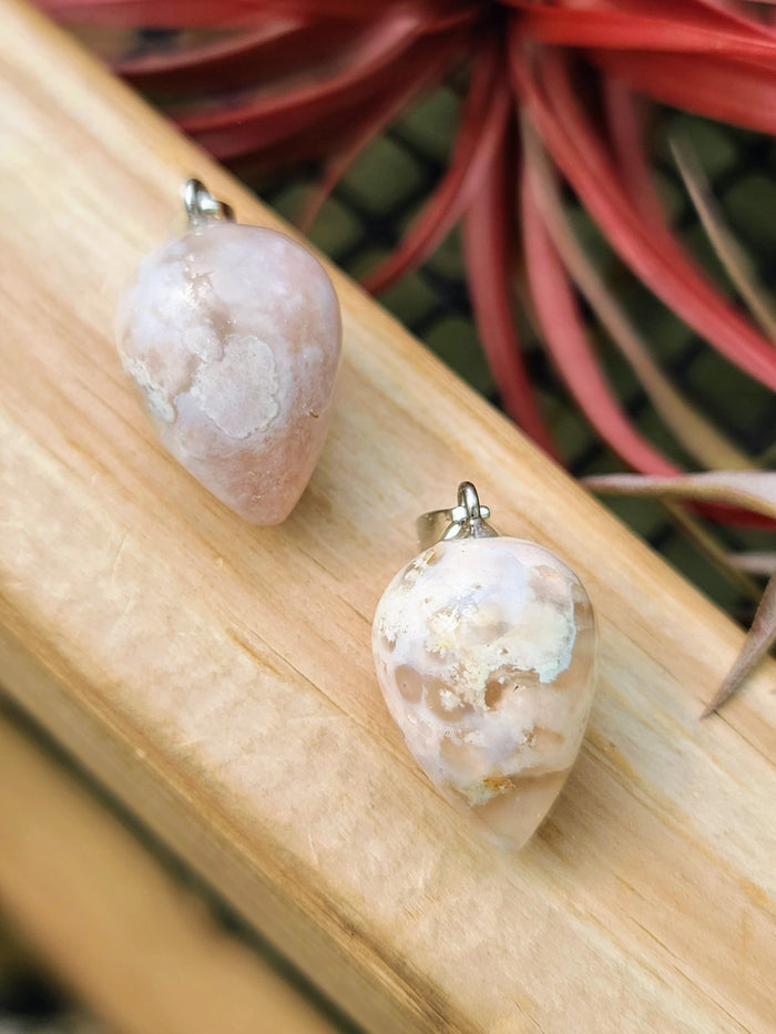 Flower Agate Teardrop Pendant