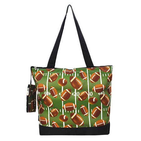 football tote bag, NGIL football tote, canvas football tote, football fan bag, football mom tote, football coach tote, football team tote, football game day bag, zippered football tote, football gear tote, football coin purse bag, everyday football tote, football print tote, football carryall bag, football practice tote, football teacher tote, monogram football tote, football shopping tote, football utility tote, football travel bag, football accessory tote