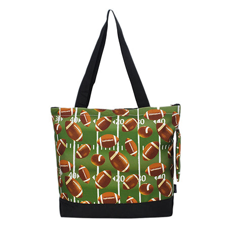 football tote bag, NGIL football tote, canvas football tote, football fan bag, football mom tote, football coach tote, football team tote, football game day bag, zippered football tote, football gear tote, football coin purse bag, everyday football tote, football print tote, football carryall bag, football practice tote, football teacher tote, monogram football tote, football shopping tote, football utility tote, football travel bag, football accessory tote
