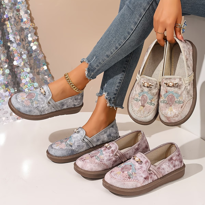 Fynora - Chaussures Femme Confort Quotidien Design Brodé Style Décontracté