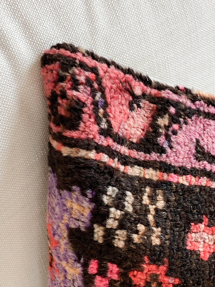 Handmade traditional Turkish oushak pillow cover made with vintage rugs 16x24 scandanavian eclectic boho decor