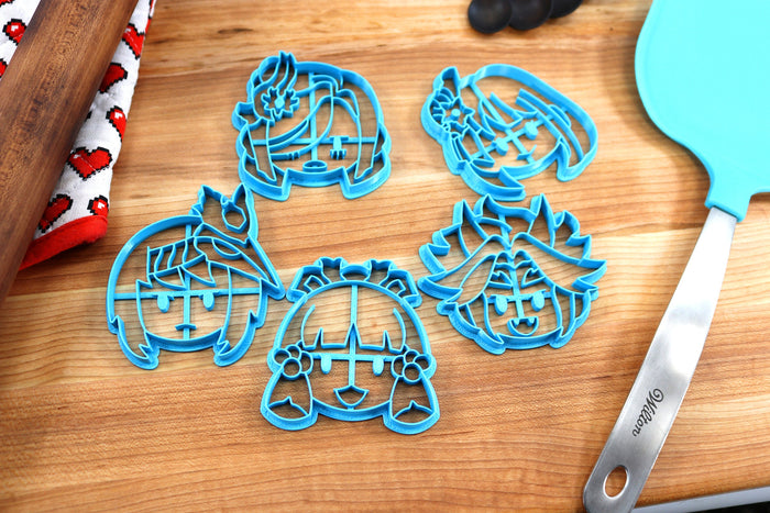 Genshin Impact Cookie Cutters Chibi Faces Set 10 - Arataki Itto, Kamisato Ayaka, Kujou Sara, Raiden Shogun, Shenhe