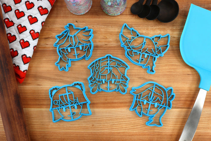 Genshin Impact Cookie Cutters Chibi Faces Set 8 - Eula, Xiangling, Xinyan, Yanfei, Kaedehara Kazuha
