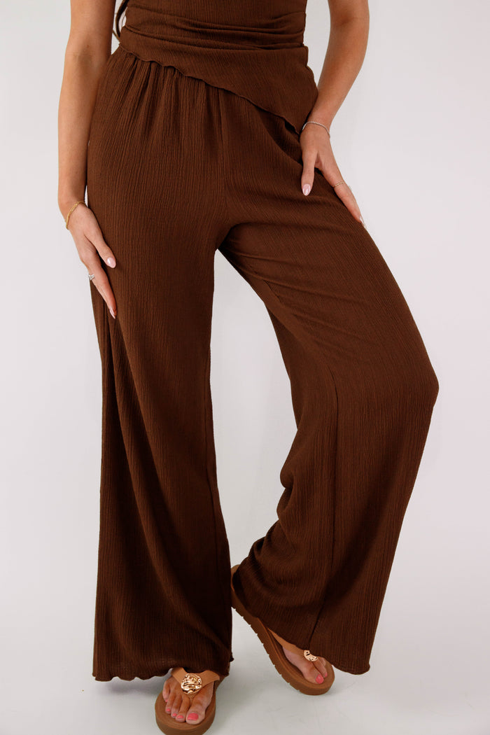 Brown Wide Leg Pants- Matching Tank and Pant Set- Mable Brown Matching Set