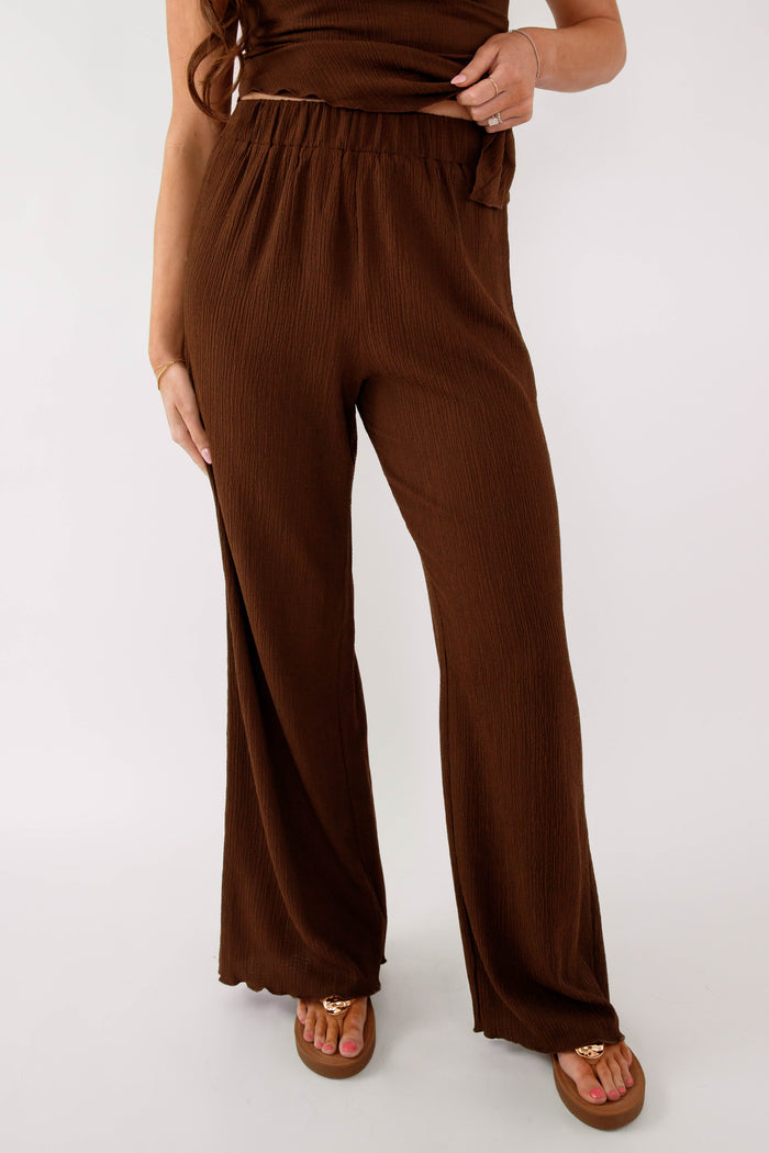 Brown Wide Leg Pants- Matching Tank and Pant Set- Mable Brown Matching Set