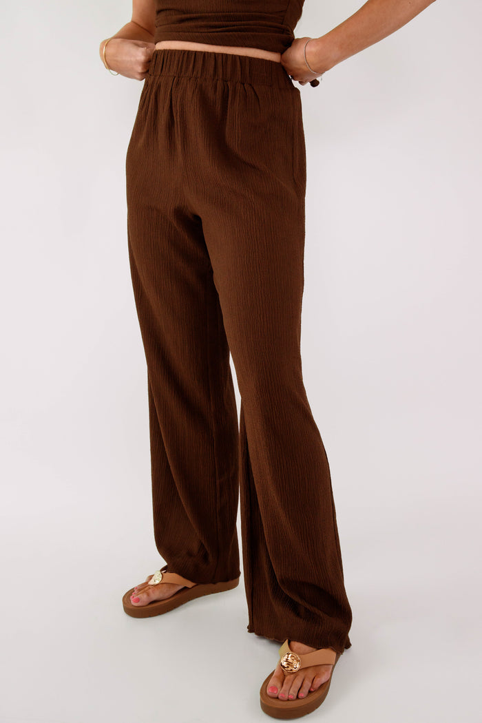 Brown Wide Leg Pants- Matching Tank and Pant Set- Mable Brown Matching Set