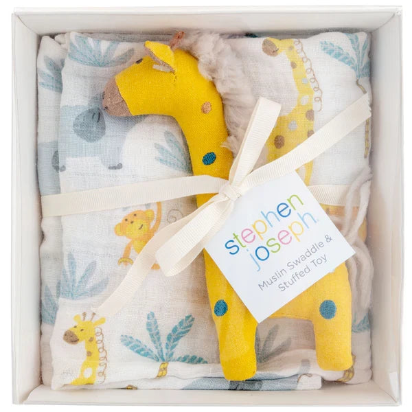 Giraffe Muslin Blanket & Stuffed Animal Set
