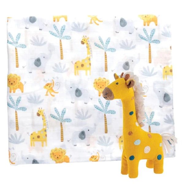 Giraffe Muslin Blanket & Stuffed Animal Set
