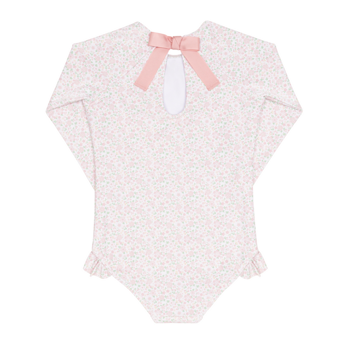 girls antique floral rashguard one piece