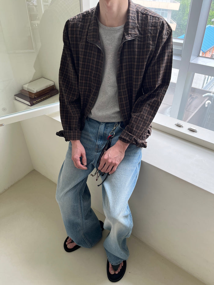 Glen Check Zip-Up Jacket