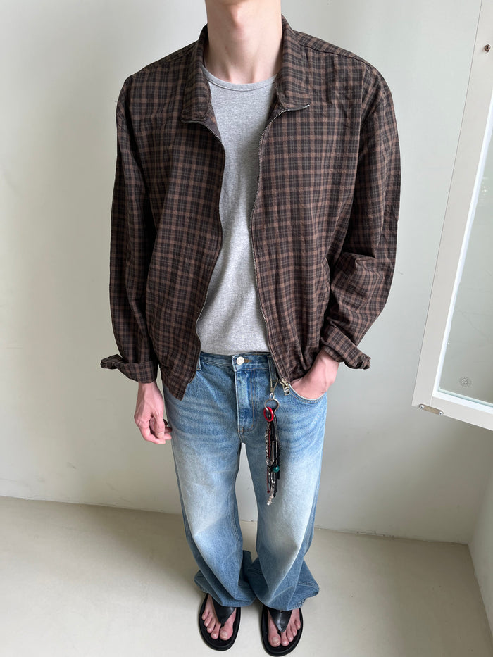 Glen Check Zip-Up Jacket