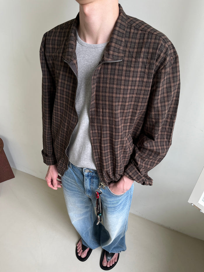 Glen Check Zip-Up Jacket