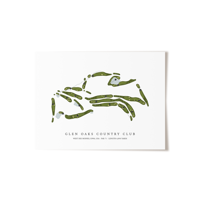 Glen Oaks Country Club | Golf Course Map | Unframed