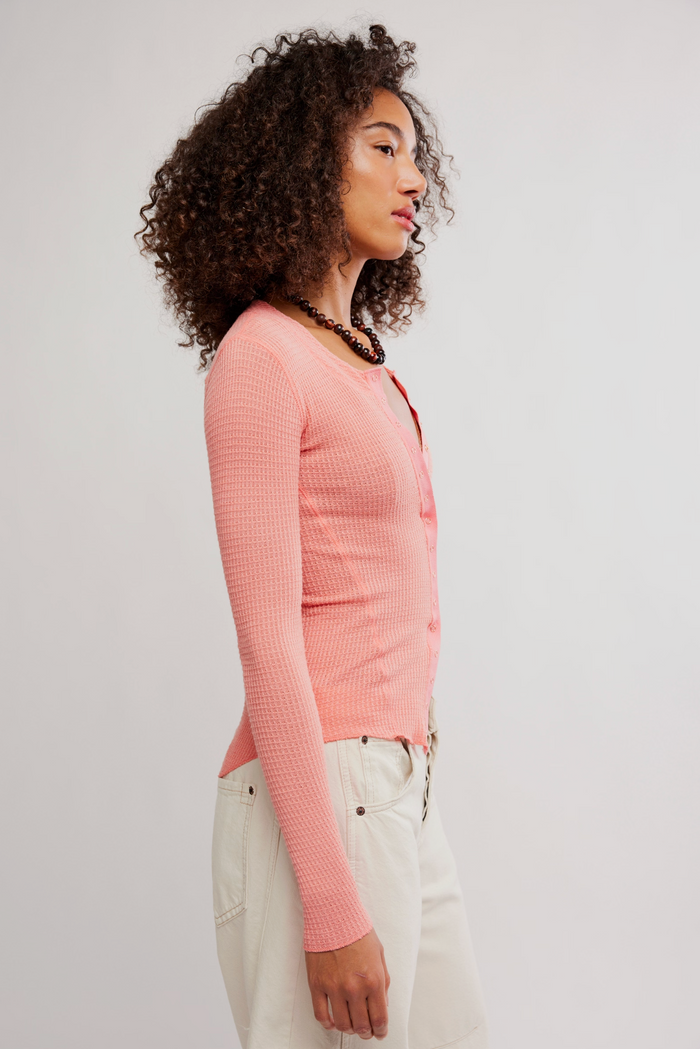 Going Places Cardi - Coral Crimson