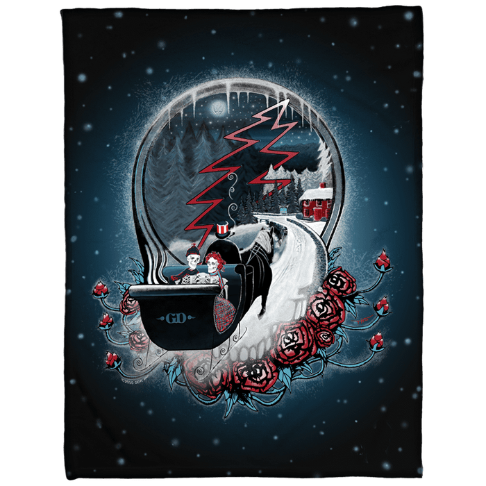 Grateful Dead Winter Sleigh Stealie Coral Fleece Blanket | Little Hippie