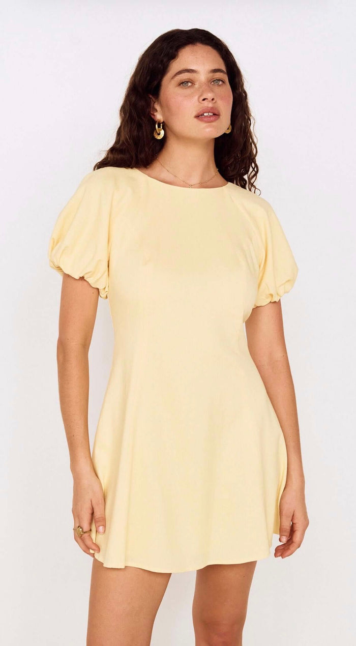Grazia Puff Sleeve Mini Dress - Butter
