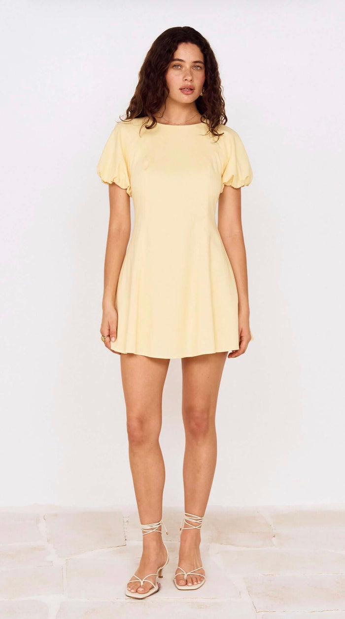 Grazia Puff Sleeve Mini Dress - Butter