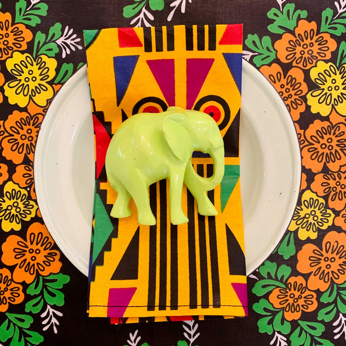 Green Elephant Napkin Rings - Ring Set