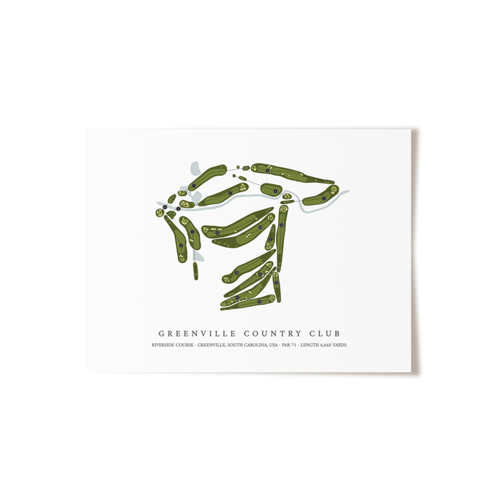 Greenville Country Club - Riverside Course | Golf Course Map | Unframed
