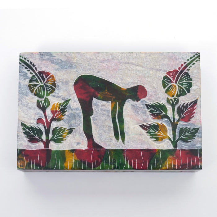 Half Forward Bend Yoga Pose Soapstone Keepsake Box | Yoga-Inspired Decorative Storage Box for Crystals, Jewelry & Sacred Treasures