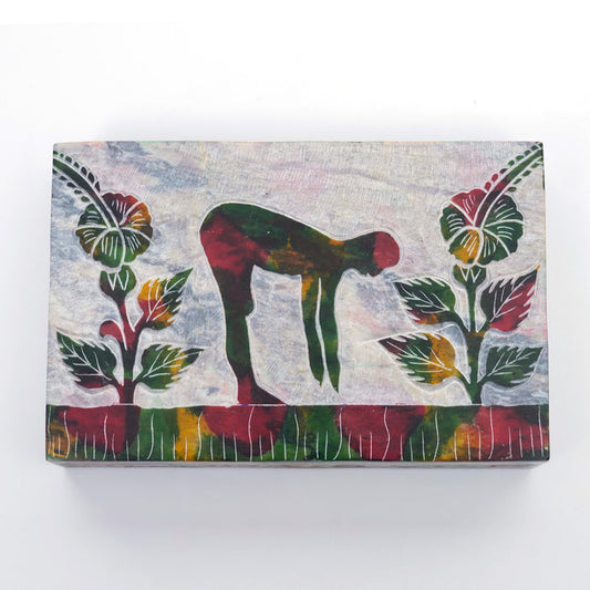 Half Forward Bend Yoga Pose Soapstone Keepsake Box | Yoga-Inspired Decorative Storage Box for Crystals, Jewelry & Sacred Treasures