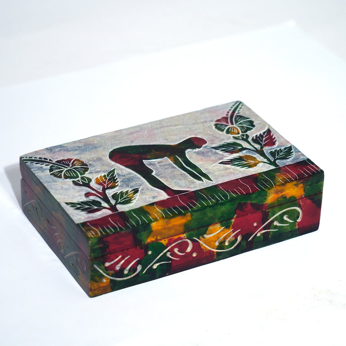 Half Forward Bend Yoga Pose Soapstone Keepsake Box | Yoga-Inspired Decorative Storage Box for Crystals, Jewelry & Sacred Treasures