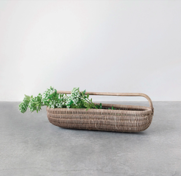 Hand-Woven Rattan Basket with Handle