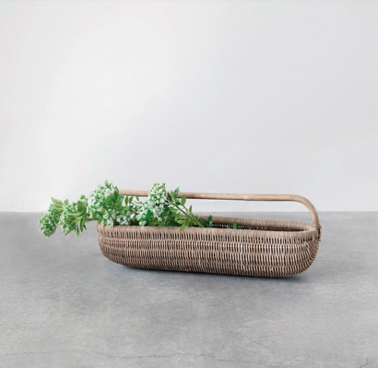 Hand-Woven Rattan Basket with Handle