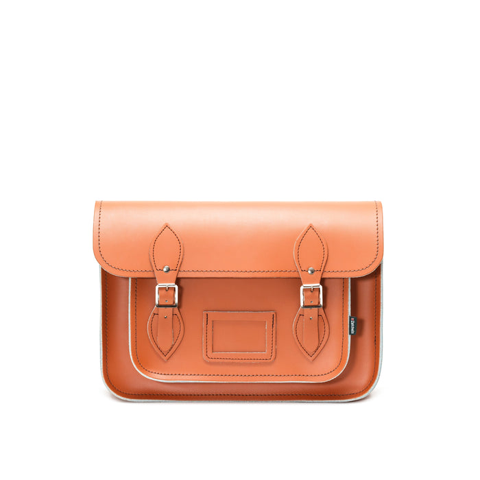 Handmade Leather Satchel - Burnt Orange - Bascora