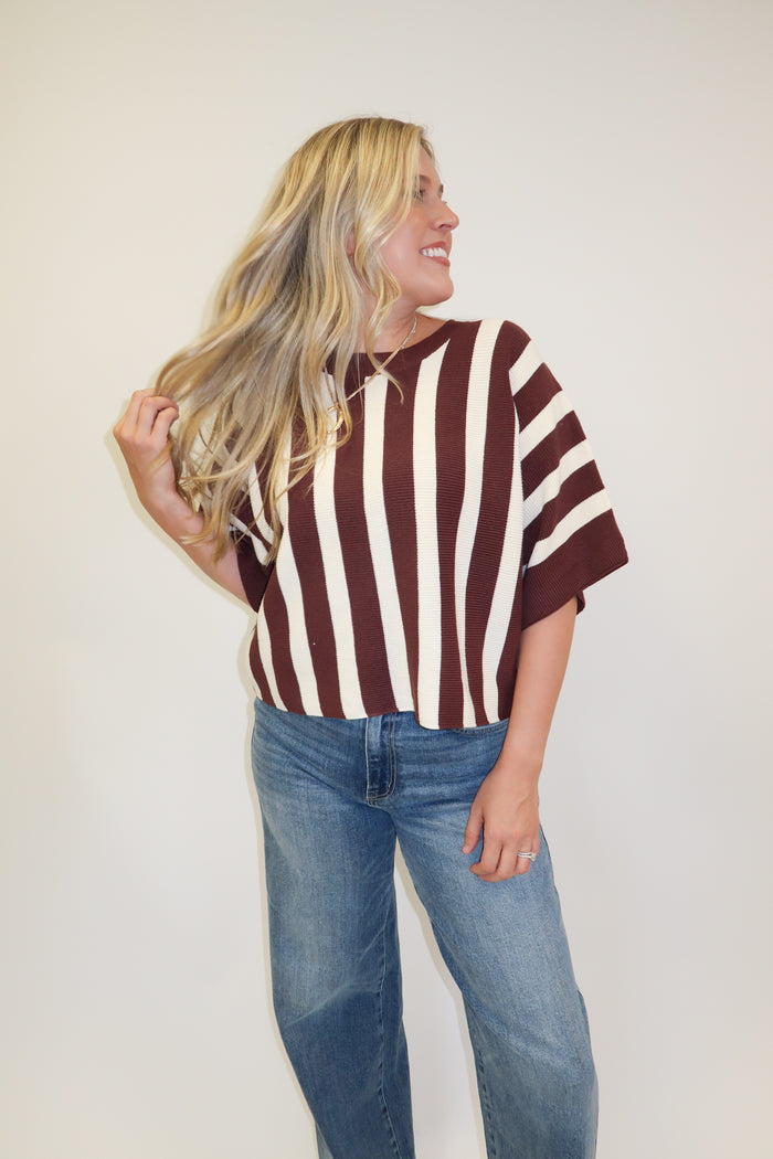 Headed Somewhere Vertical Stripe Knit Top - The Pink Tulip Clothing
