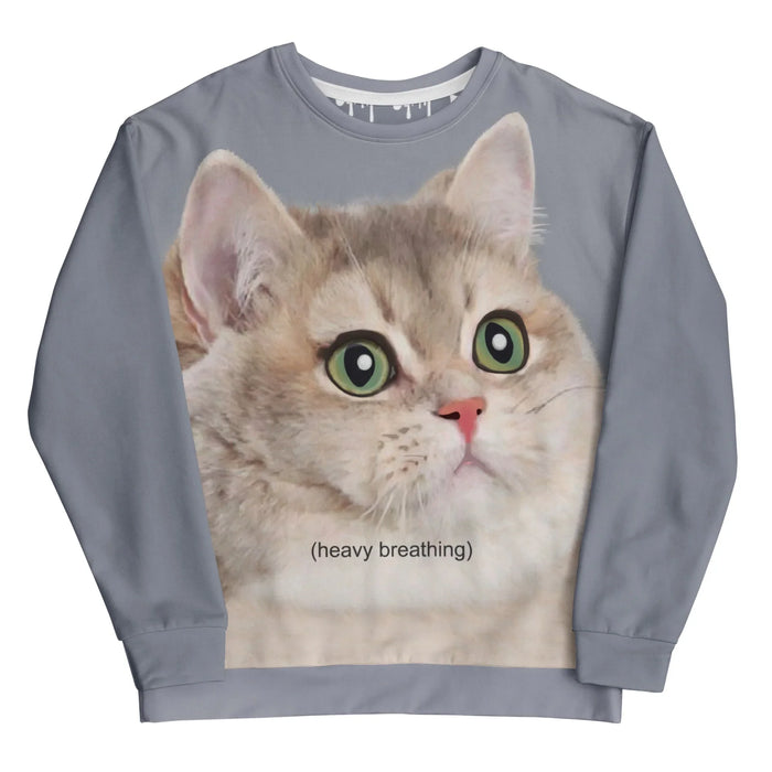 An extreme, photorealistic close-up of a rotund cat dominates the cool slate grey background with an expression of intense anxiety. Contact us with accessibility feedback, we'd love to help!