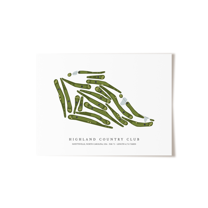 Highland Country Club | Golf Course Map | Unframed