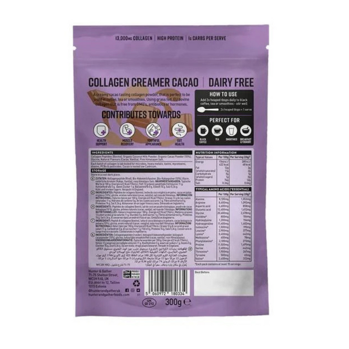 Hunter & Gather Collagen Creamer Cacao 300g
