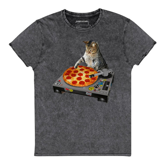 A surreal, photo-realistic brown tabby cat takes over the decks, scratching a spinning pepperoni pizza turntable complete with melted yellow cheese and deep red meat. Contact us with accessibility feedback, we'd love to help!