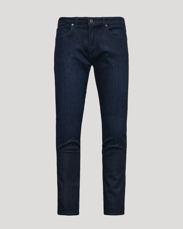 Indigo Wash Slim Comfort Stretch Jeans, front view, slim fit.