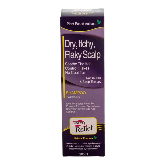 Box of Hope's Relief shampoo for dry, itchy, flaky scalp on a white background