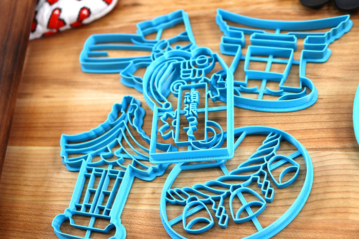 Japanese Shrine Cookie Cutters - Omamori, Tori Gate, Shrine Maiden, Kasuga Taisha, Shimenawa Rope - Shrine Themed Gift