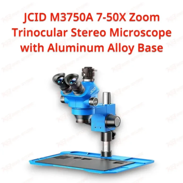 JCID M3750A 7-50X Zoom Trinocular Stereo Microscope with Aluminum Alloy Base