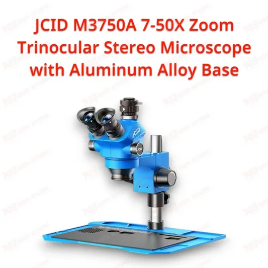 JCID M3750A 7-50X Zoom Trinocular Stereo Microscope with Aluminum Alloy Base