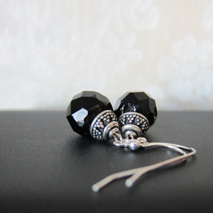 Earrings Made from Vintage Jet Bead Buttons