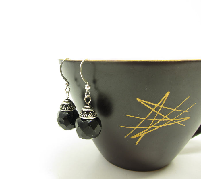 Black Jet Bead Earrings