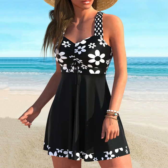 Jorixa - Maillot de bain robe femme gainante avec short intégré élégant