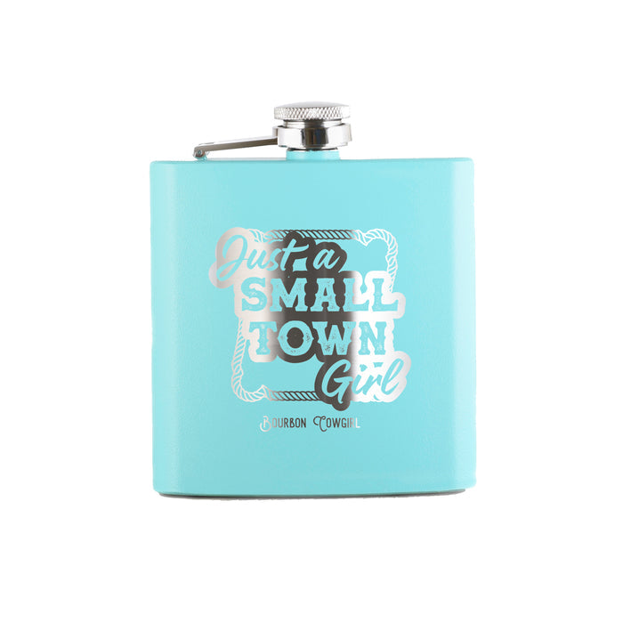 Teal Just a Small Town Girl flask.