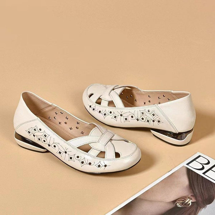 Kavrine - Chaussures Plates Femme Cuir Découpé Élégant Slip-On