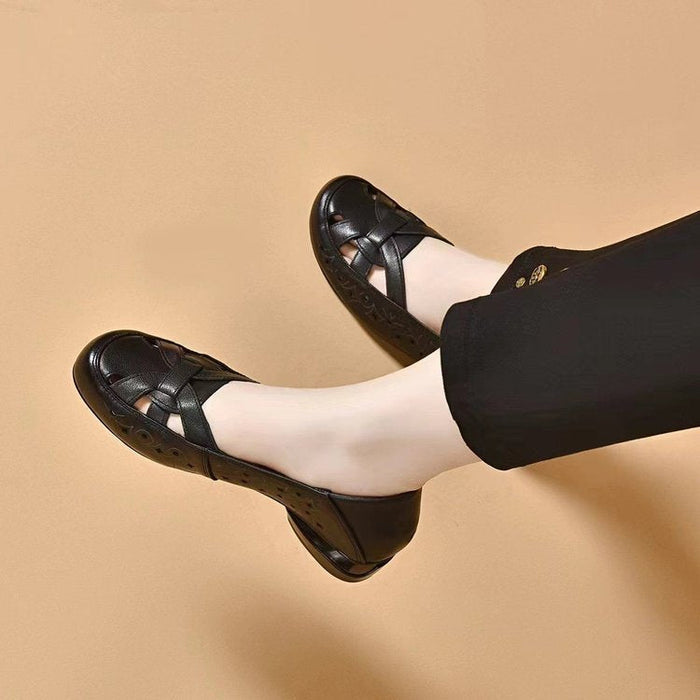 Kavrine - Chaussures Plates Femme Cuir Découpé Élégant Slip-On